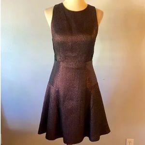 TAGS STILL ON - Phoebe Couture Kate Unger Womens Mesh Back Metallic Flare Dress